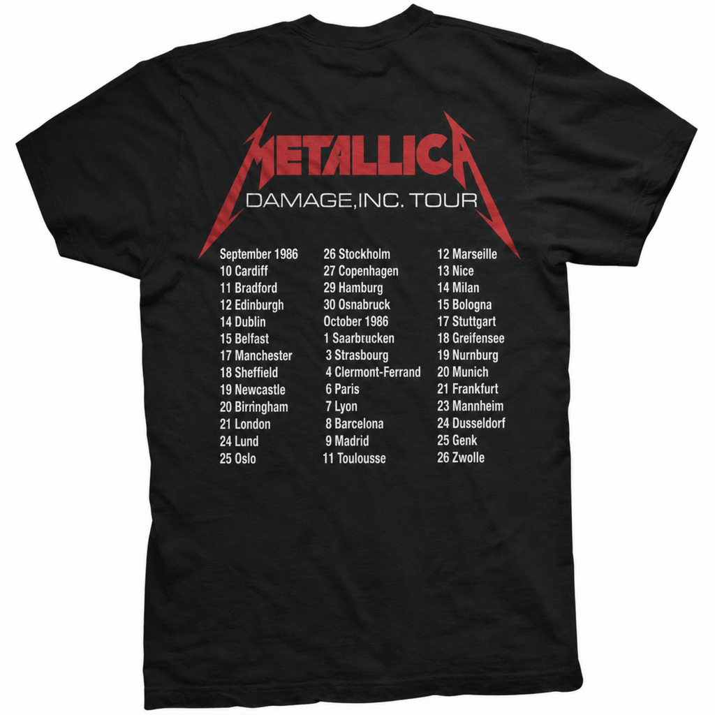 Metallica Unisex T-Shirt: Master of Puppets European Tour '86 T-Shirt With Back Print