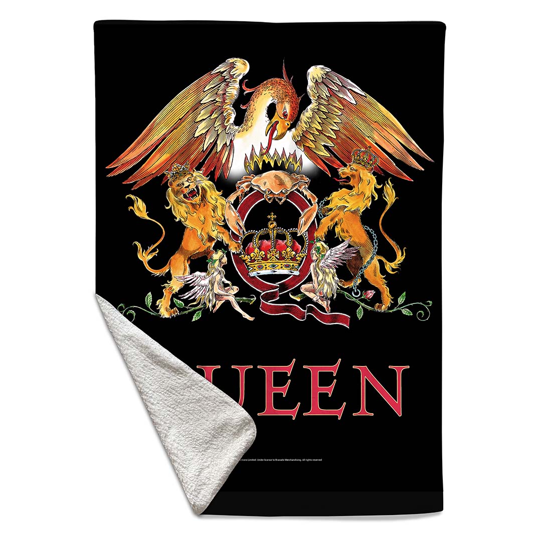 Queen Crest Sherpa Fleece Blanket