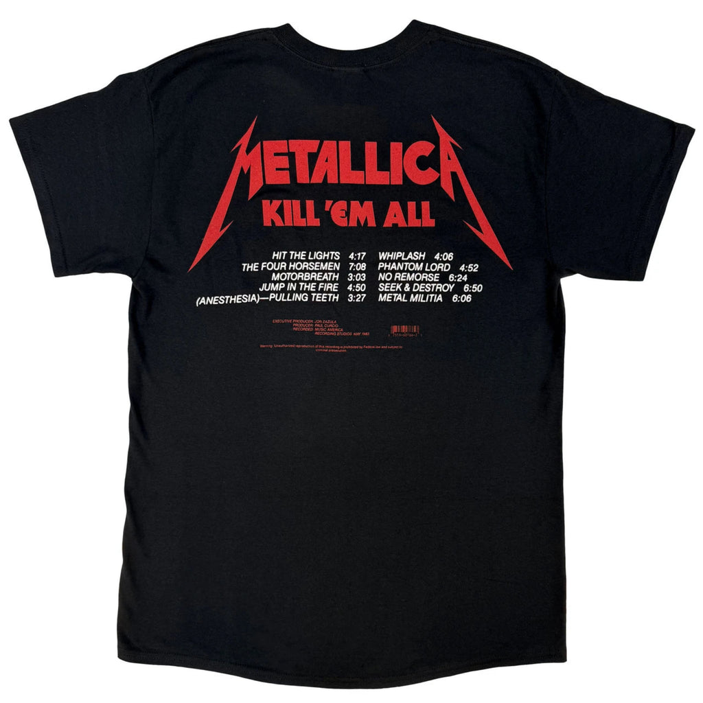 Metallica Kill 'Em All Tracks T-Shirt With Back Print