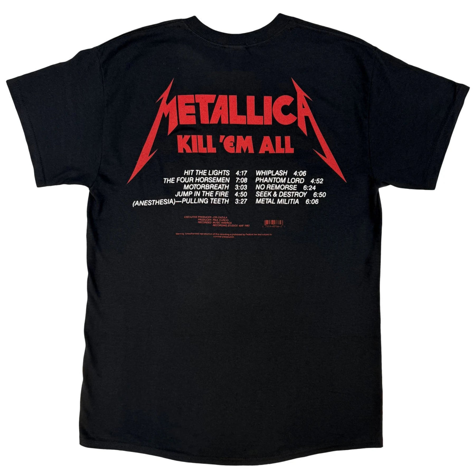 Metallica Kill 'Em All Tracks T-Shirt With Back Print