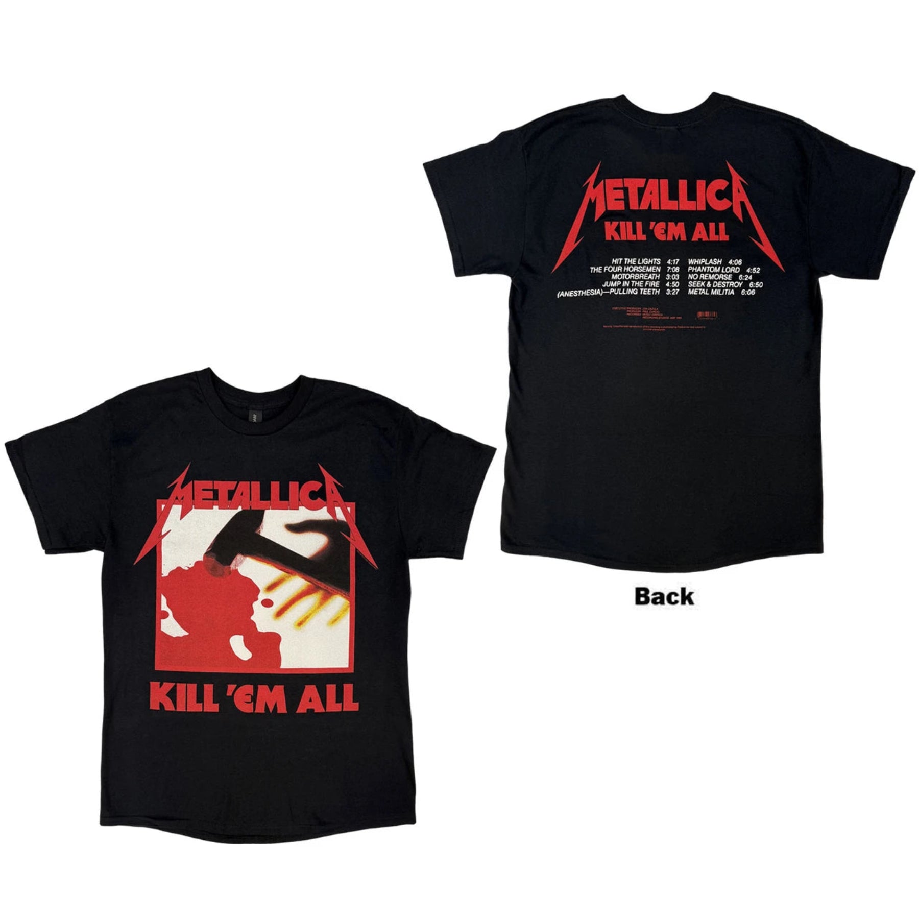 Metallica Kill 'Em All Tracks T-Shirt With Back Print