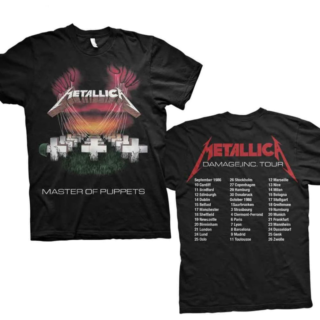 Metallica Unisex T-Shirt: Master of Puppets European Tour '86 T-Shirt With Back Print