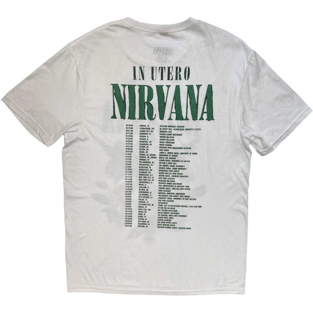 Nirvana In Utero Green T-Shirt With Back Print